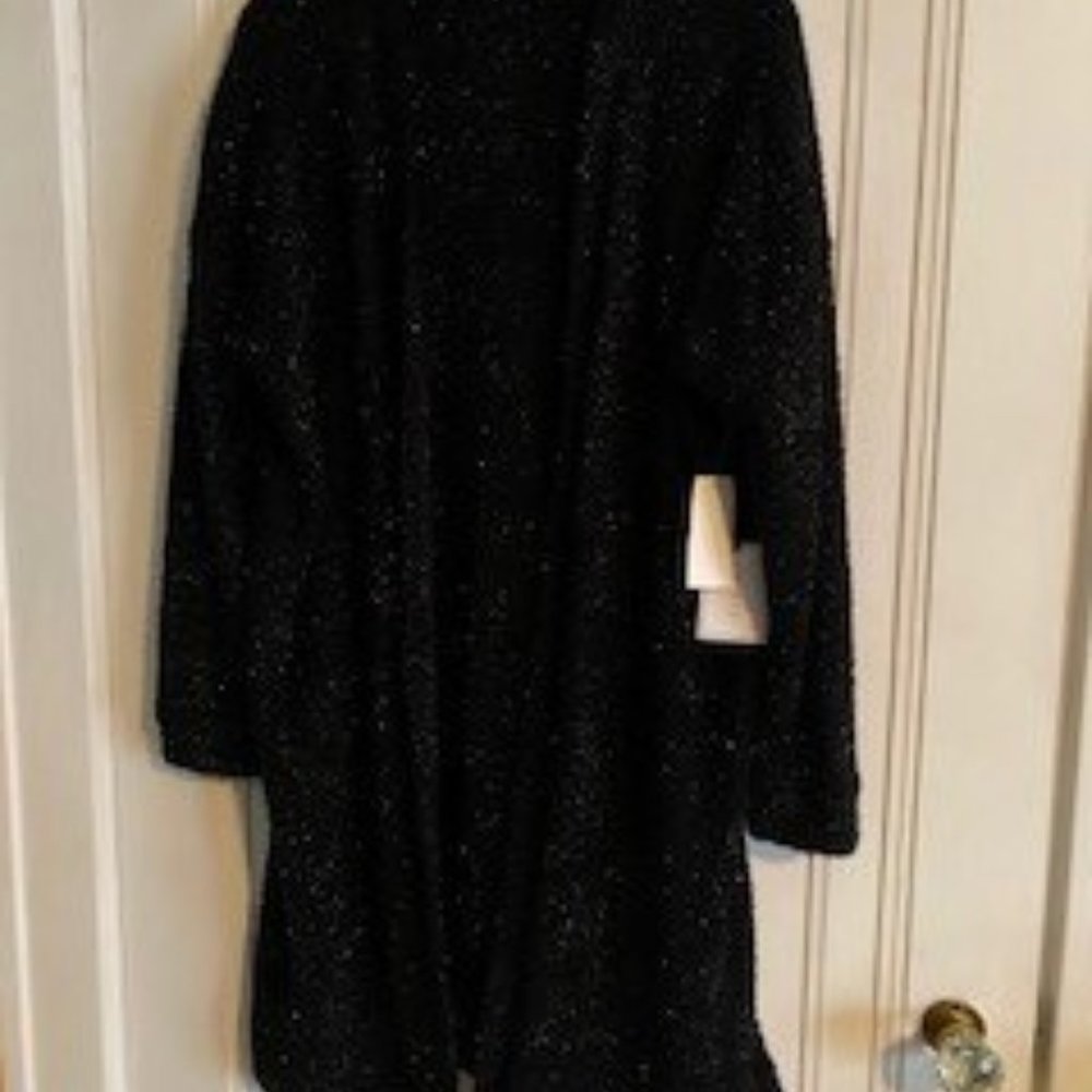 NWT Long metallic black eye lash cardigan